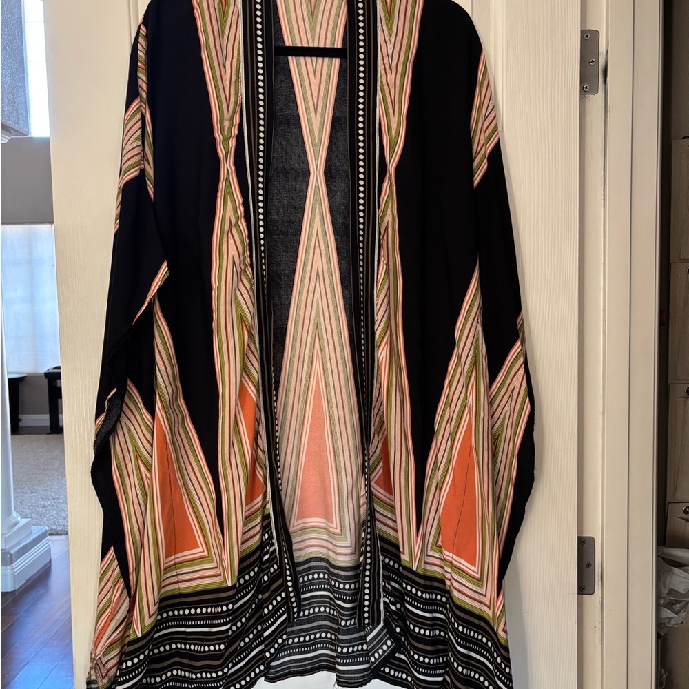 Stylish Black and Orange Women's Kimono